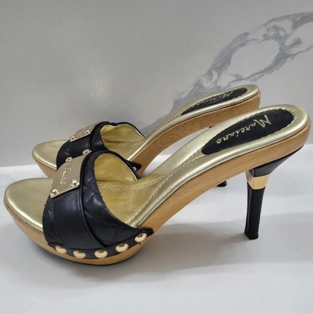 Vintage Y2k Marciano Gold Accent Quilted Mules - Picture 5 of 13
